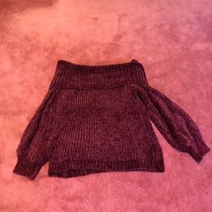 Burgundy off shoulder chenille top